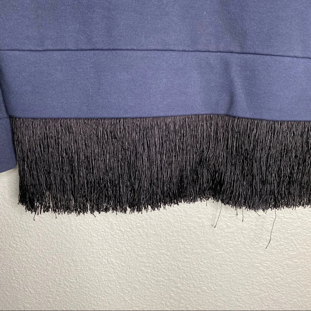 J.Crew- Navy Crewneck Sweater With Fringe Hem